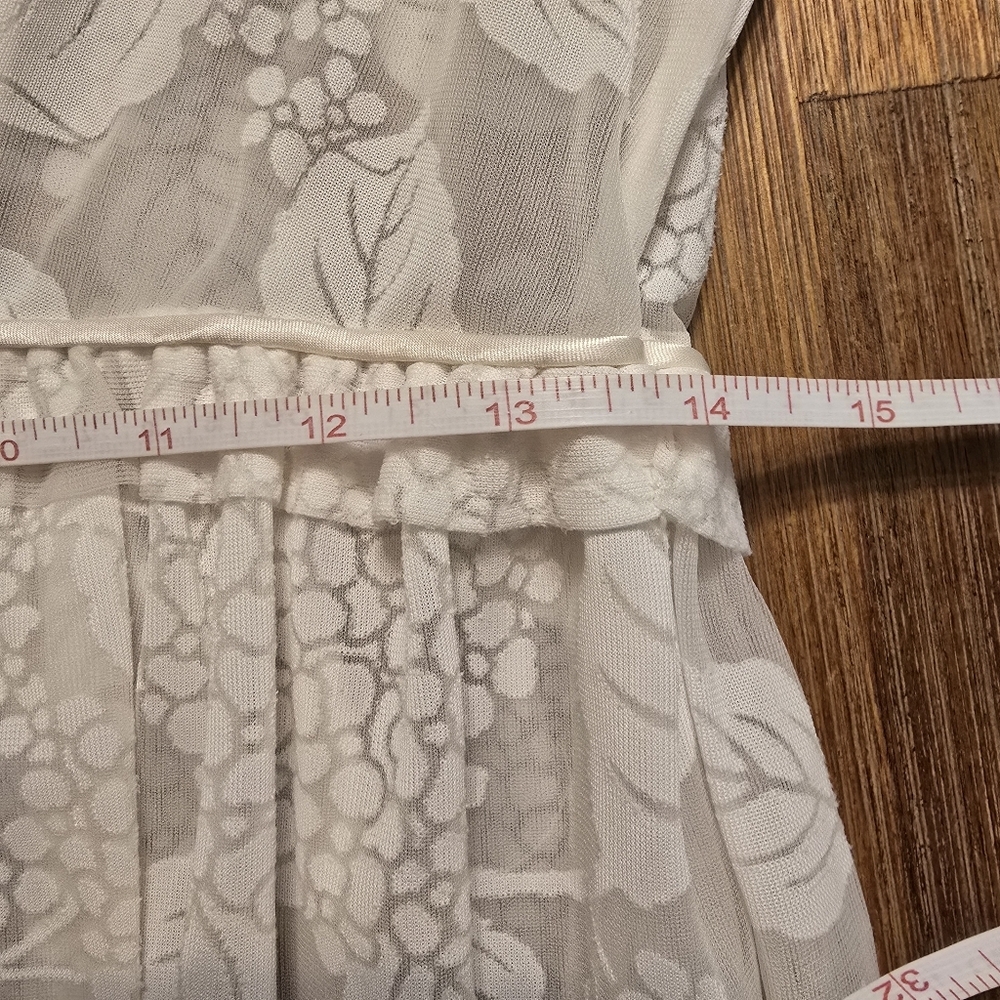 Vintage 70s White Sheer Devoré Floral Prairie Dress Romantic Boho Midi - Picture 13 of 14